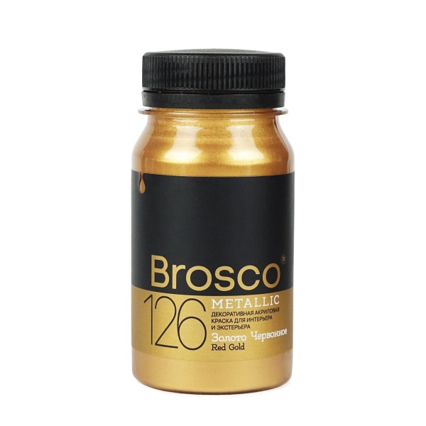 Золото Червонное, краска интерьерная акриловая del Brosco Metallic, банка 100 мл
