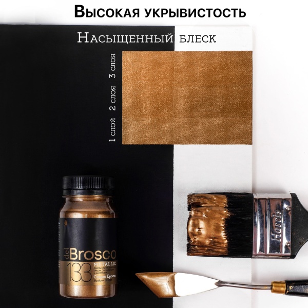 Старая Бронза, краска интерьерная акриловая del Brosco Metallic, банка 100 мл