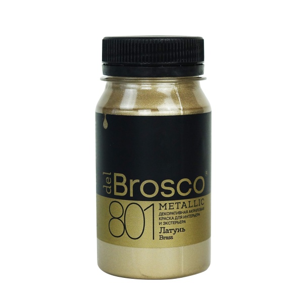 Латунь, краска интерьерная акриловая del Brosco Metallic, банка 100 мл