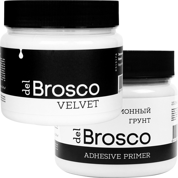 Элегантный Белый, краска акриловая и грунт адгезионный del Brosco в наборе, 2 шт по 400 мл