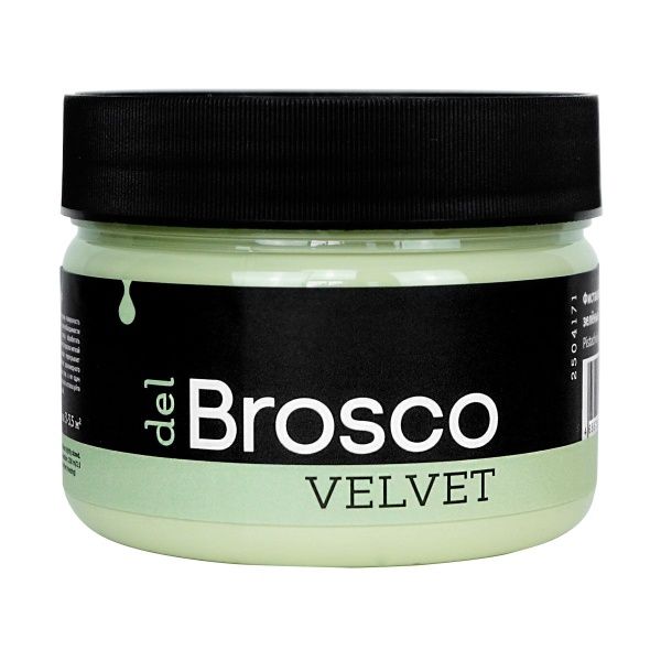 Фисташковый зелёный, краска интерьерная акриловая del Brosco Velvet, банка 250 мл
