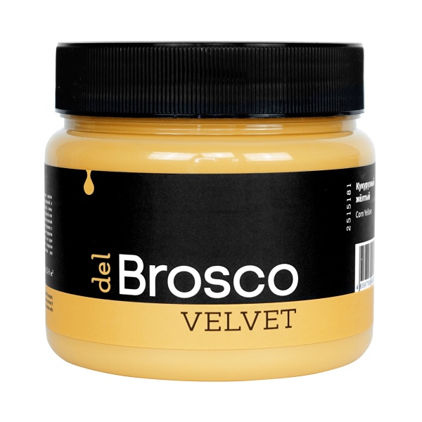 Кукурузный жёлтый, краска интерьерная акриловая del Brosco Velvet, банка 400 мл