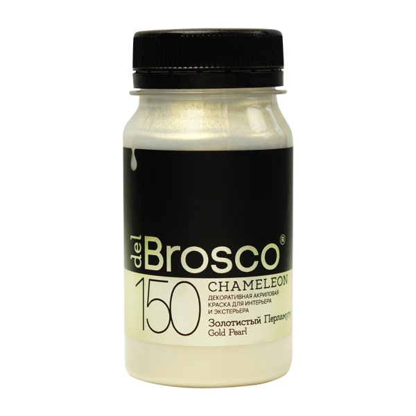 Золотистый Перламутр, краска интерьерная акриловая del Brosco Chameleon, банка 100 мл
