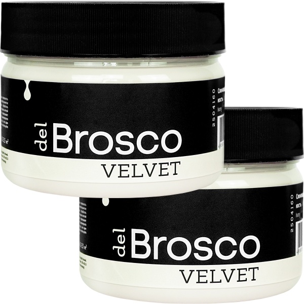 Слоновая Кость, краска интерьерная акриловая del Brosco Velvet в наборе, 2 шт по 250 мл