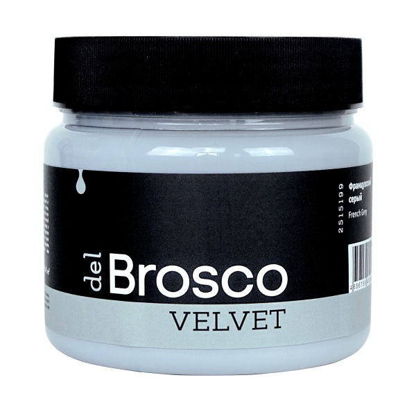 Французский серый, краска интерьерная акриловая del Brosco Velvet, банка 400 мл