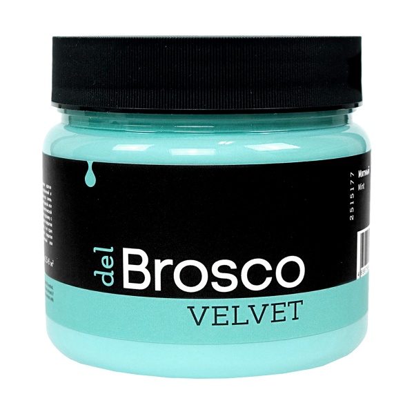 Мятный, краска интерьерная акриловая del Brosco Velvet, банка 400 мл Мятный, краска интерьерная акриловая del Brosco Velvet, банка 400 мл