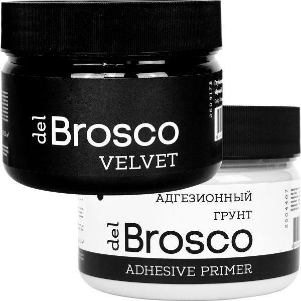 Глубокий Чёрный, краска акриловая и грунт адгезионный del Brosco в наборе, 2 шт по 250 мл
