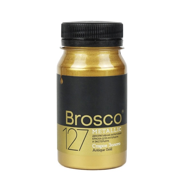 Старое Золото, краска интерьерная акриловая del Brosco Metallic, банка 100 мл