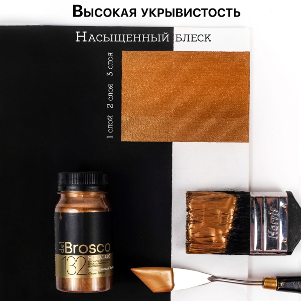Классическая Бронза, краска интерьерная акриловая del Brosco Metallic, банка 100 мл