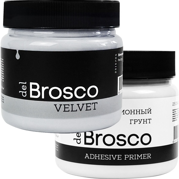 Жемчужно-серый, краска акриловая и грунт адгезионный del Brosco в наборе, 2 шт по 400 мл Жемчужно-серый, краска акриловая и грунт адгезионный del Brosco в наборе, 2 шт по 400 мл