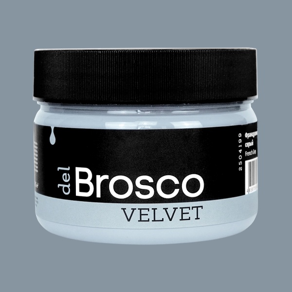 Французский серый, краска интерьерная акриловая del Brosco Velvet, банка 250 мл