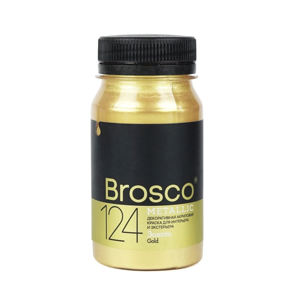Золото, краска интерьерная акриловая del Brosco Metallic, банка 100 мл