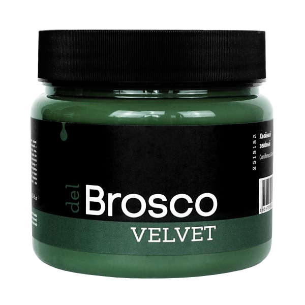 Хвойный зелёный, краска интерьерная акриловая del Brosco Velvet, банка 400 мл Хвойный зелёный, краска интерьерная акриловая del Brosco Velvet, банка 400 мл