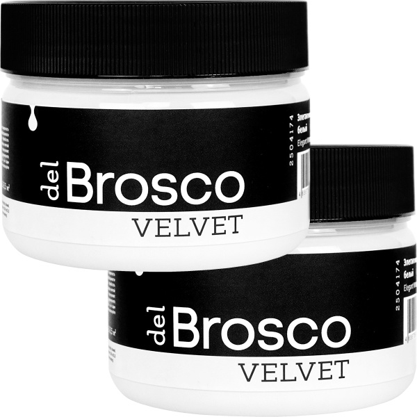 Элегантный Белый, краска интерьерная акриловая del Brosco Velvet в наборе, 2 шт по 250 мл