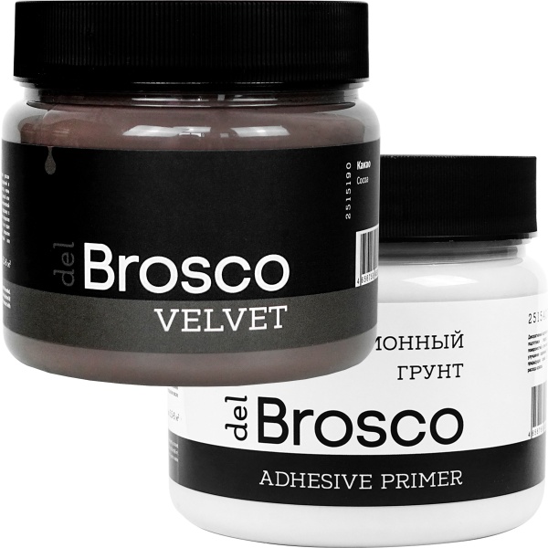 Какао, краска акриловая и грунт адгезионный del Brosco в наборе, 2 шт по 400 мл