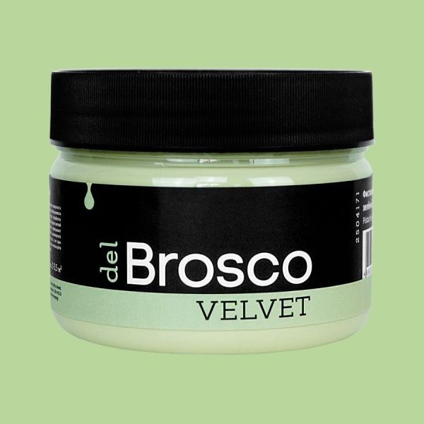 Фисташковый зелёный, краска интерьерная акриловая del Brosco Velvet, банка 250 мл