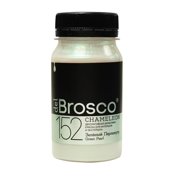 Зелёный Перламутр, краска интерьерная акриловая del Brosco Chameleon, банка 100 мл
