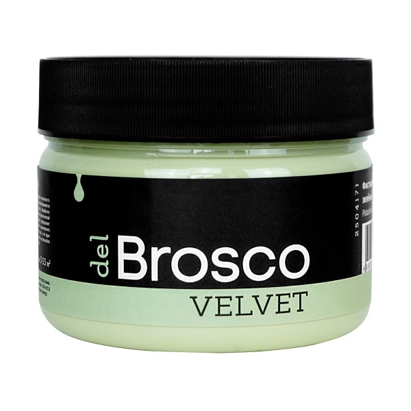 Фисташковый зелёный, краска интерьерная акриловая del Brosco Velvet, банка 250 мл