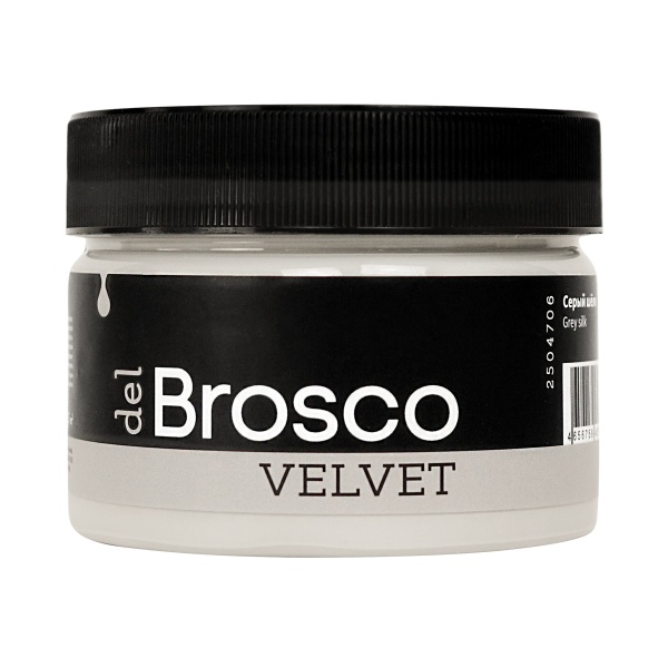 Серый шёлк, краска интерьерная акриловая del Brosco Velvet, банка 250 мл
