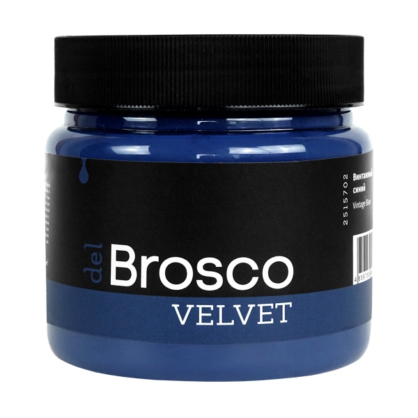Винтажный синий, краска интерьерная акриловая del Brosco Velvet, банка 400 мл