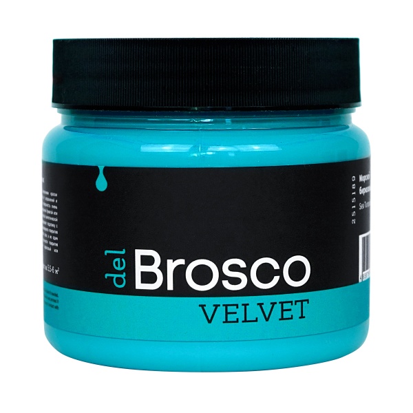 Морской бирюзовый, краска интерьерная акриловая del Brosco Velvet, банка 400 мл Морской бирюзовый, краска интерьерная акриловая del Brosco Velvet, банка 400 мл