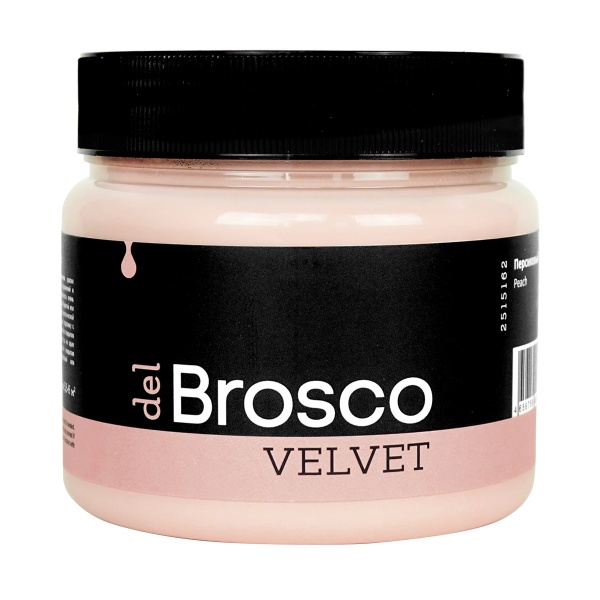 Персиковый, краска интерьерная акриловая del Brosco Velvet, банка 400 мл Персиковый, краска интерьерная акриловая del Brosco Velvet, банка 400 мл