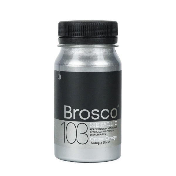Старое Серебро, краска интерьерная акриловая del Brosco Metallic, банка 100 мл Старое Серебро, краска интерьерная акриловая del Brosco Metallic, банка 100 мл