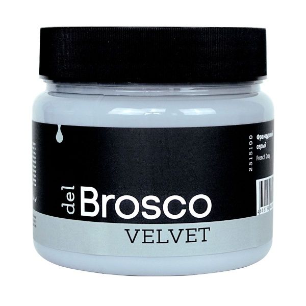 Французский серый, краска интерьерная акриловая del Brosco Velvet, банка 400 мл