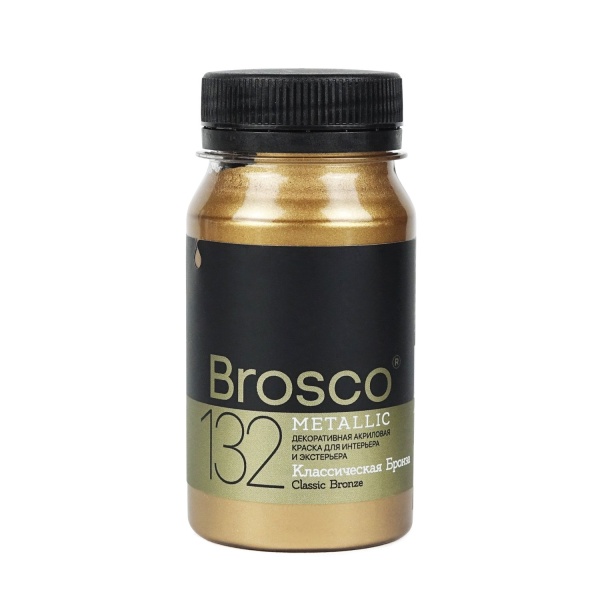 Классическая Бронза, краска интерьерная акриловая del Brosco Metallic, банка 100 мл