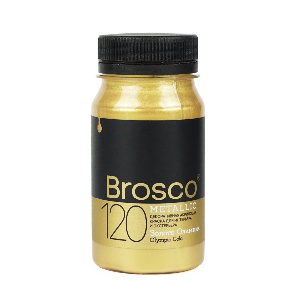 Золото Олимпик, краска интерьерная акриловая del Brosco Metallic, банка 100 мл