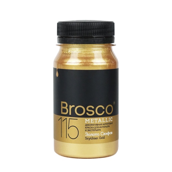 Золото Скифов, краска интерьерная акриловая del Brosco Metallic, банка 100 мл