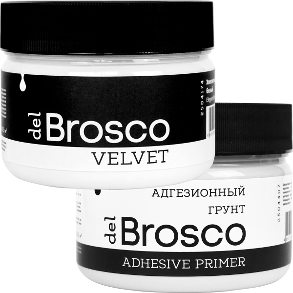 Элегантный Белый, краска акриловая и грунт адгезионный del Brosco в наборе, 2 шт по 250 мл