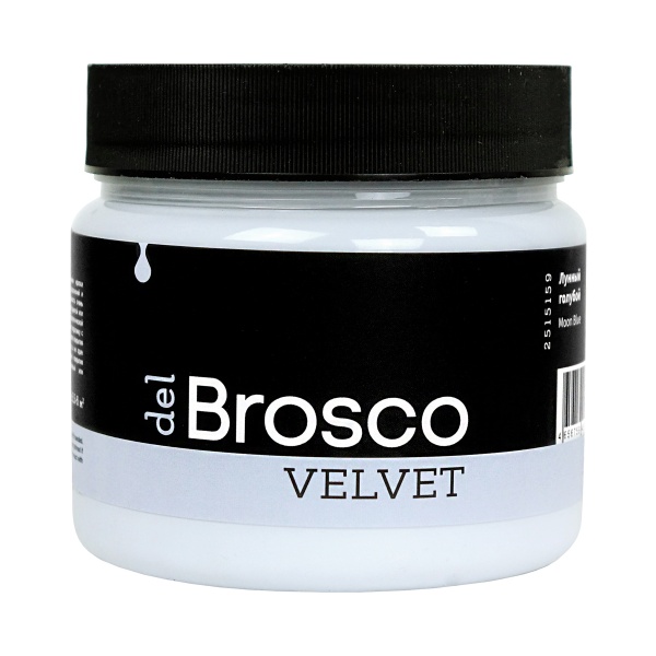 Лунный голубой, краска интерьерная акриловая del Brosco Velvet, банка 400 мл