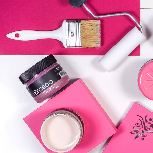 Розовая мальва, краска интерьерная акриловая del Brosco Velvet, банка 400 мл