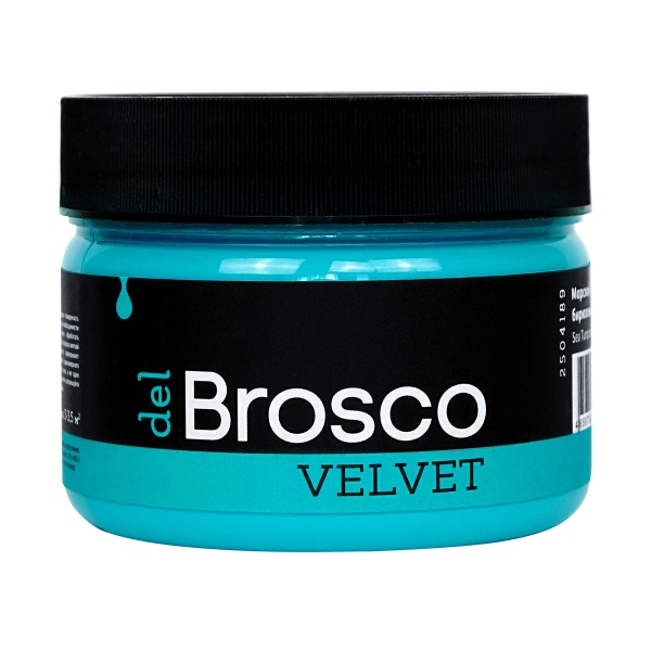 Морской бирюзовый, краска интерьерная акриловая del Brosco Velvet, банка 250 мл Морской бирюзовый, краска интерьерная акриловая del Brosco Velvet, банка 250 мл