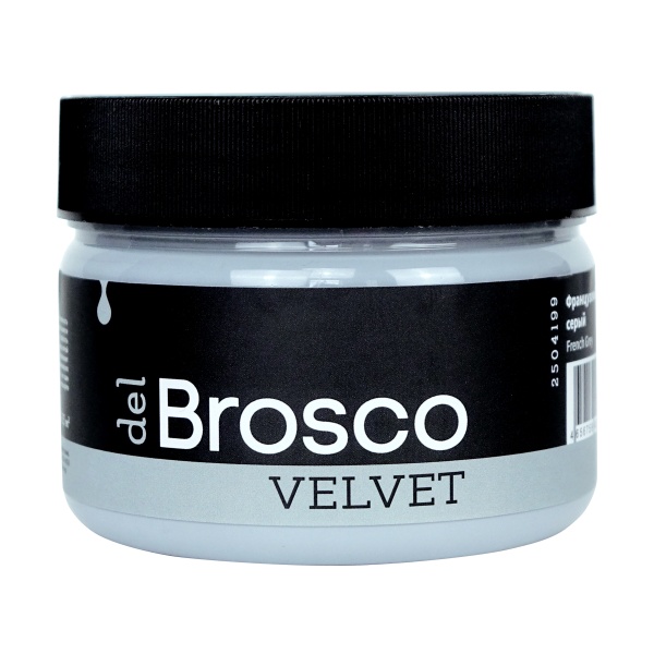 Французский серый, краска интерьерная акриловая del Brosco Velvet, банка 250 мл