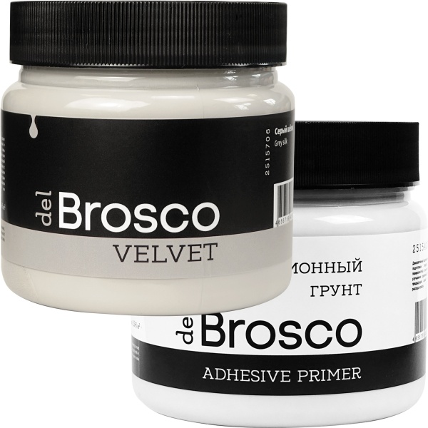 Серый Шёлк, краска акриловая и грунт адгезионный del Brosco в наборе, 2 шт по 400 мл