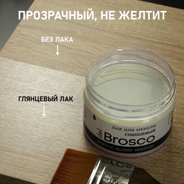 Лак для мебели глянцевый акриловый del Brosco, банка 250 мл
